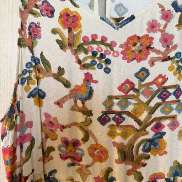 Sezane Dolce Dress Maxi Villa Print Tree of Life Floral Bird Ecru Size 44 US 12 - Picture 3 of 11